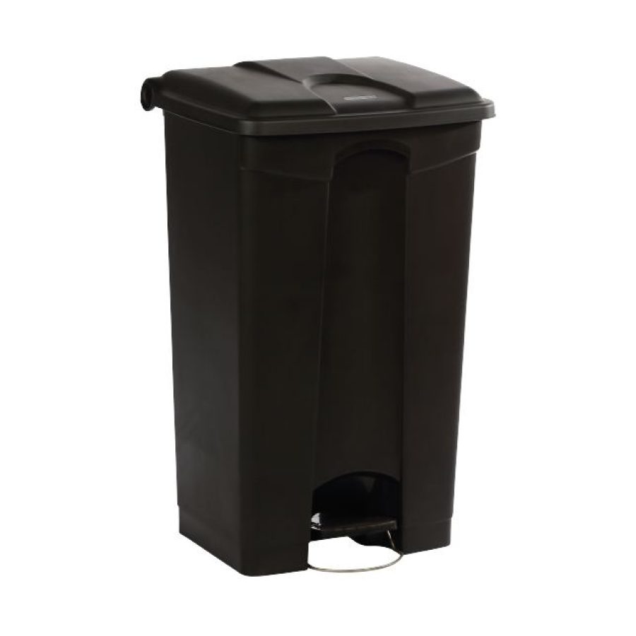 Koš z nožnim odpiranjem, črn, 90 L, z antibakterijsko zaščito